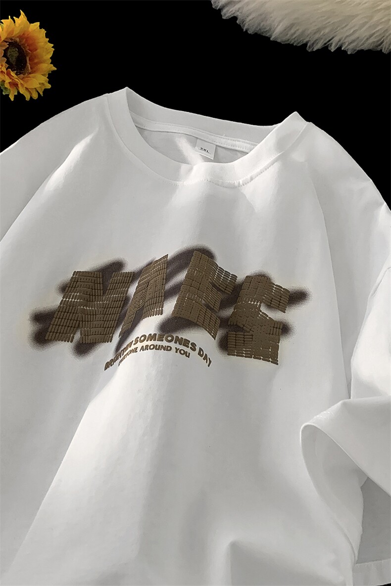 供抖音中性风字母短袖t恤男学生纯棉宽松416B-1-DT830-P25限39,男装T恤,星座416B-1