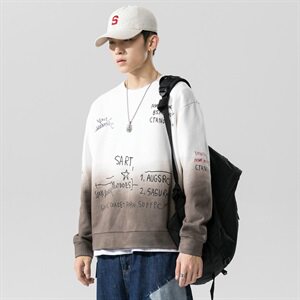 潮牌渐变色长袖卫衣男士休闲圆领上衣服宽松套头衫DF17T图片