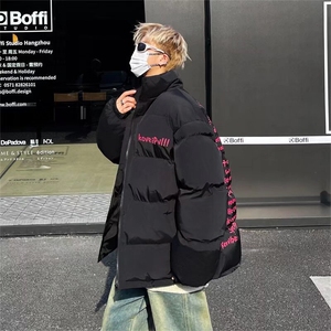 字母印花棉衣男冬季美式宽松加厚羽绒棉服W170-P88图片