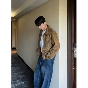 1005-1-FW033-P88控138 秋季韩版复古麂皮绒夹克外套图片