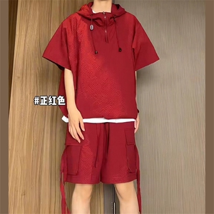 潮休闲套装男夏短袖百搭工装短裤运动两件套tz68-TP60图片