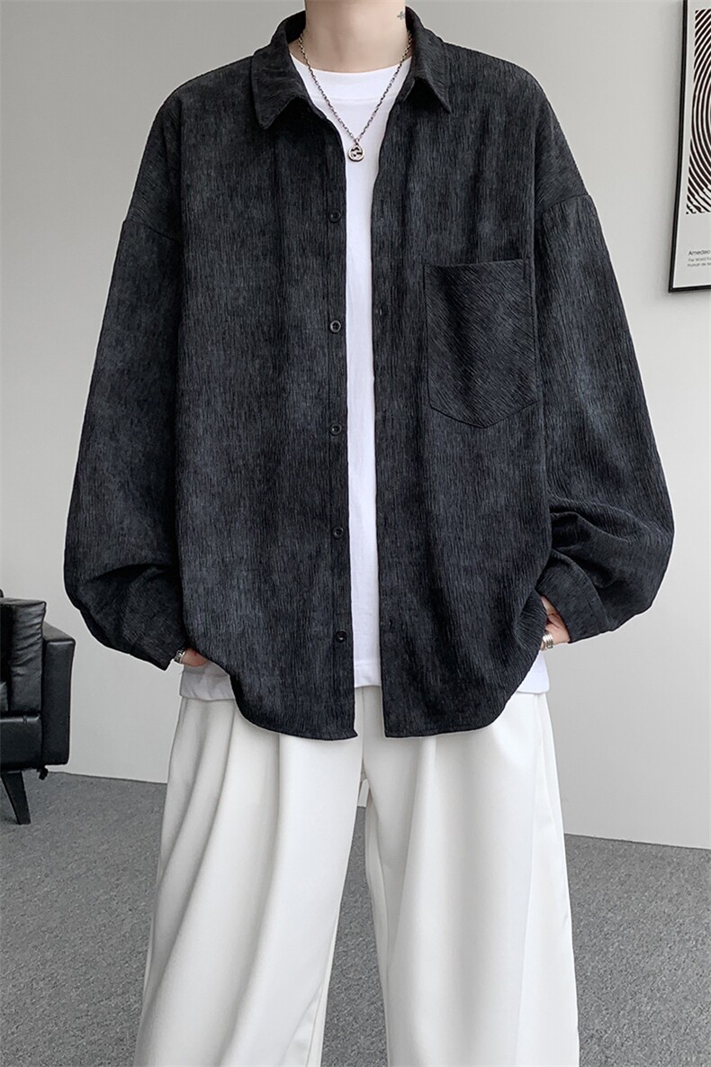 衬衫男秋季新款港风宽松大码扎染肌理感长袖衬衣CS7012-P38,男装衬衫,星座214-3