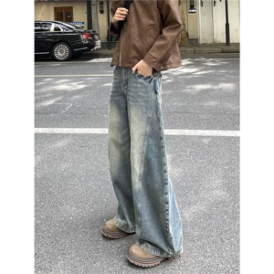 【现货】612-K210-P55 美式复古弯刀裤阔腿宽松痞帅男女牛仔裤图片