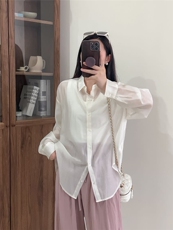 2025时尚简约百搭衬衣单排扣防晒女时尚，女装衬衫，洛丽兰可