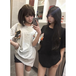 万针全刺绣工艺抖音得物高品质260克重磅纯棉双纱美式高街短袖T恤图片