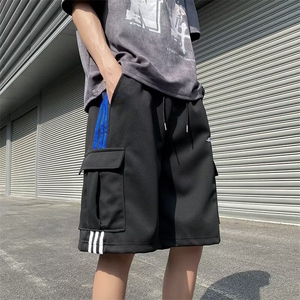 夏男短裤工装大口袋三条杠条纹字母印花直筒五分裤D0013 P33图片