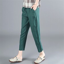 长期现货棉麻舒适时尚潮流裤子中腰夏秋季休闲气质九分裤哈伦裤潮，女装连体裤，涵誉