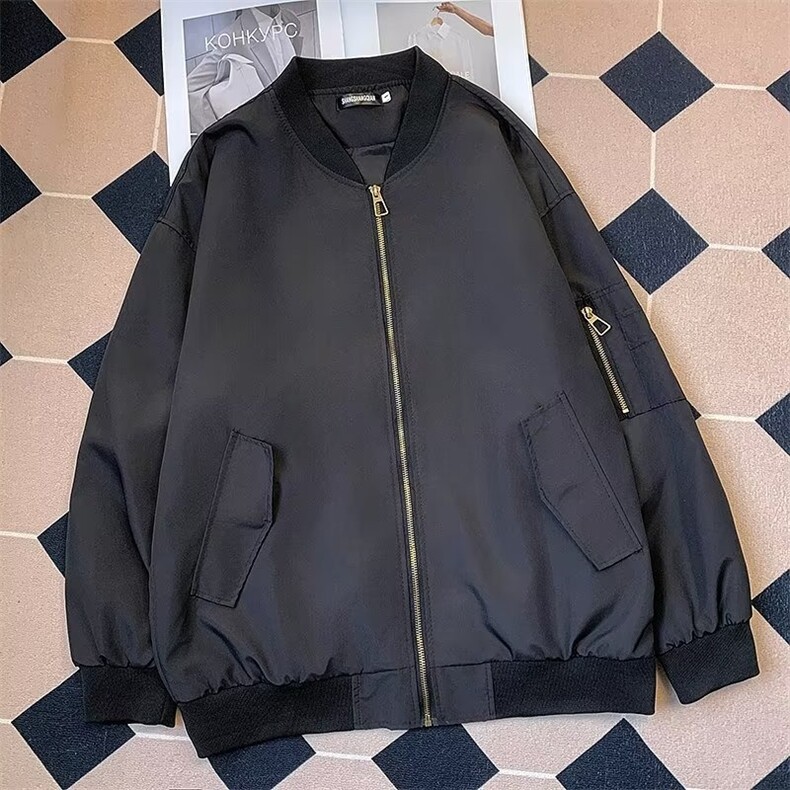 春秋新款纯色立领工装棒球服外套男女复古高街681-P60,男装工装外套,星座1109-3