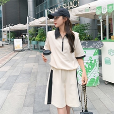 现货~新款上新！撞色设计短袖短款两件套190-82359-P120-K178，女装套装/套裙，一九零