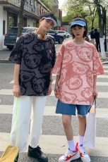 21夏款情侣风240克双纱棉高品质宽松大码圆领卡通印花T恤T50-P40，男装T恤，星座914-3