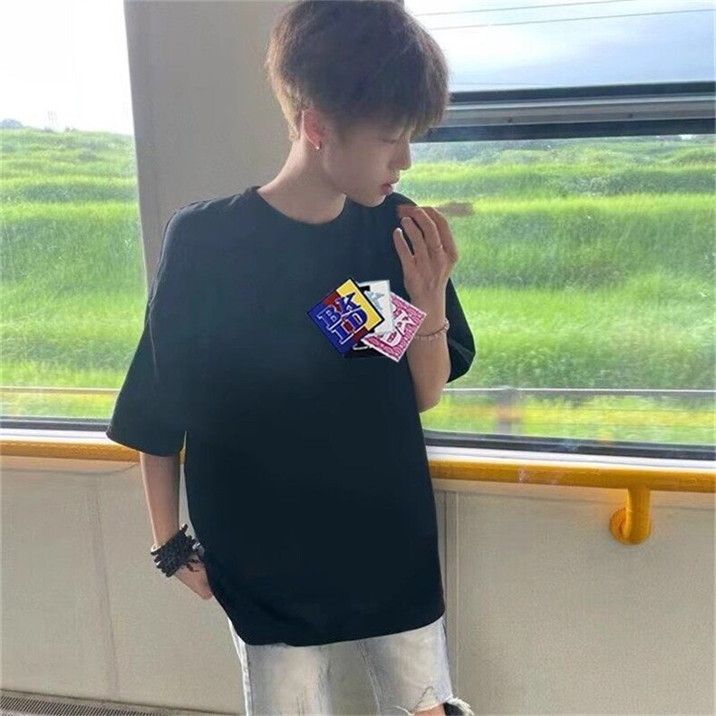 万针全刺绣工艺抖音得物高品质260克重磅纯棉双纱美式高街短袖T恤图片