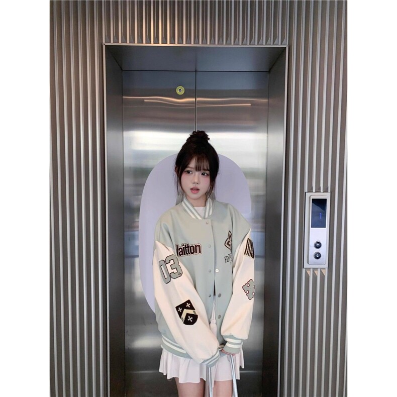 潮春装女款2025年开春新款外套韩系宽松美式复古刺绣夹克棒球服,男装夹克,星座1210-1