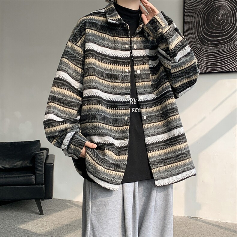 现货JK7881-特批60秋季百搭条纹夹克外套高品质高克重带里布,男装夹克,电商A059