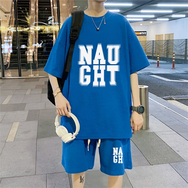 ！2024夏季新款男士华夫格短袖套装潮牌学生一套HTZ30P50,男装T恤,电商B220