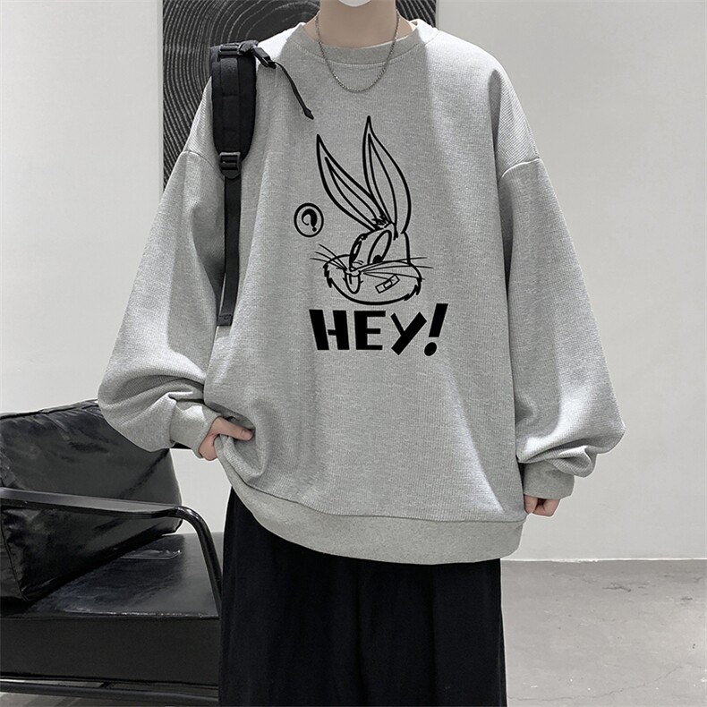 华夫格卫衣圆领卫衣男大码长袖t恤男外套HW76179-P30加绒款-P40,男装卫衣,电商A040