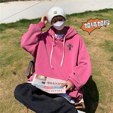 加绒新款港风宽松连帽套头卫衣X5675-常规P70控88-加绒P80控98，男装卫衣，电商A061-1
