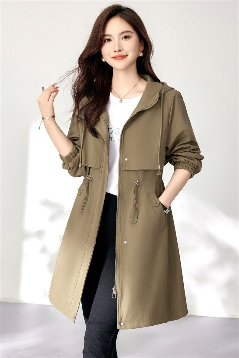 大量现货！2024年春装新款中长款风衣女今年流行洋气外套女,女装风衣,慕咨