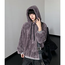2026春新男女同款仿兔毛连帽卫衣A158-703-P45，男装卫衣，电商A158