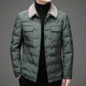 LD629钱塘2020-2秋冬中老年男士商务休闲毛领羽绒服外套货稳P250图片