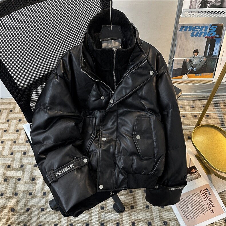 高街假两件冬季金属感夹克立领短款棉服面包服M8034P120,男装夹克,星座1116-2