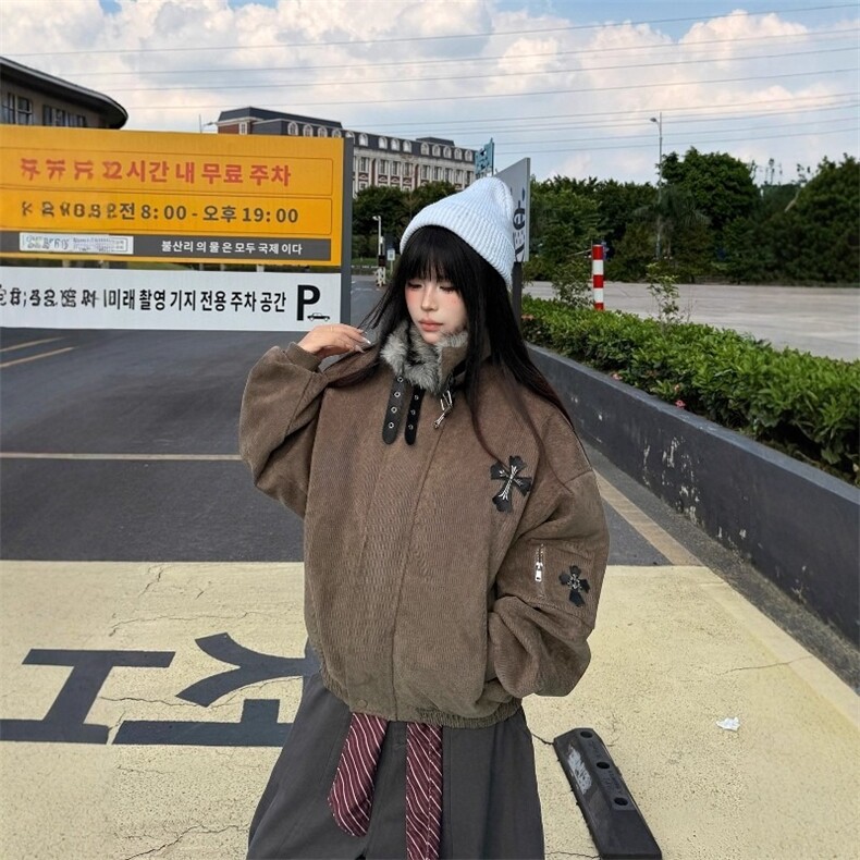 现货高质量 座山雕毛领棉服男女冬季cleanfit工装外套MF389-P115图片