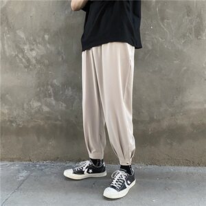 休闲裤男夏季韩版潮流宽松束脚九分裤港风工装运动裤图片