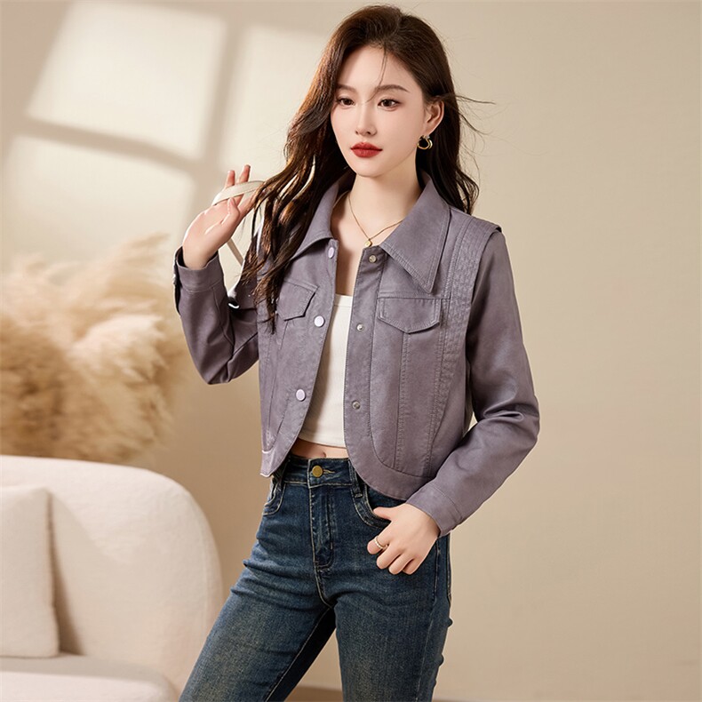 现货宽松蝙蝠袖绿色PU皮衣2024春装新款女装时尚百搭显瘦皮外套女,女装皮衣,江南女神