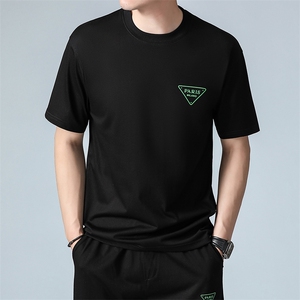 刺绣薄款T恤POLO衫男2023夏季新款短袖圆领时尚时尚百搭男装图片