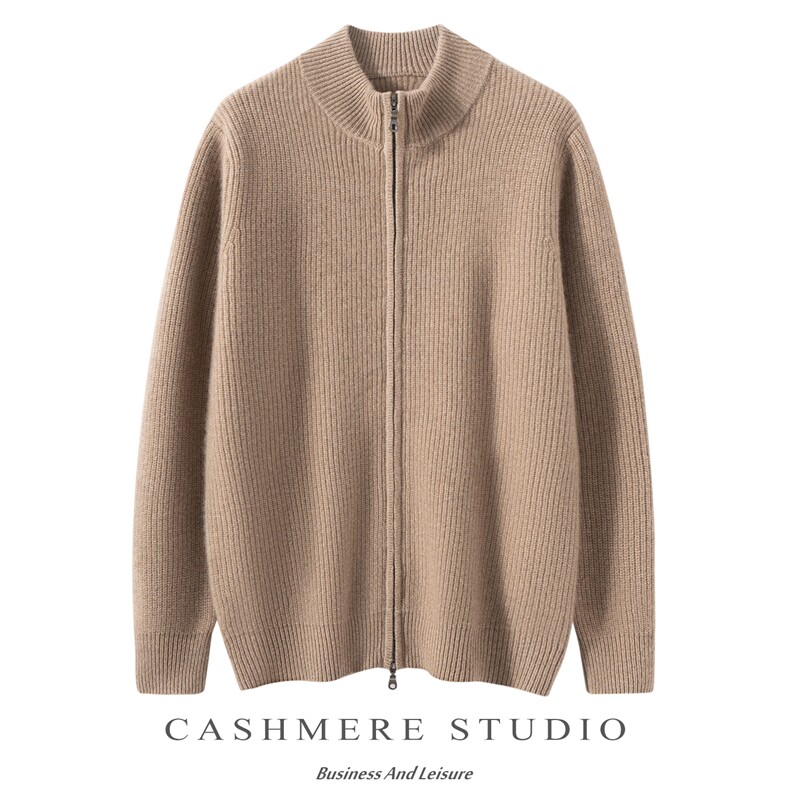2025百搭时尚简约双元宝针拉链开衫，男装羊绒套衫，绒誉暖羊绒