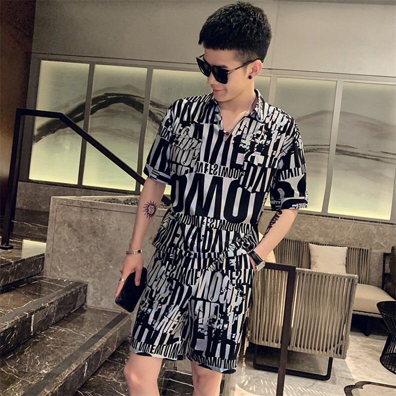 TZ502夏季社会精神小伙短袖短裤套装网红同款潮流男,男装休闲套装,星座102A（原电商D309-1）