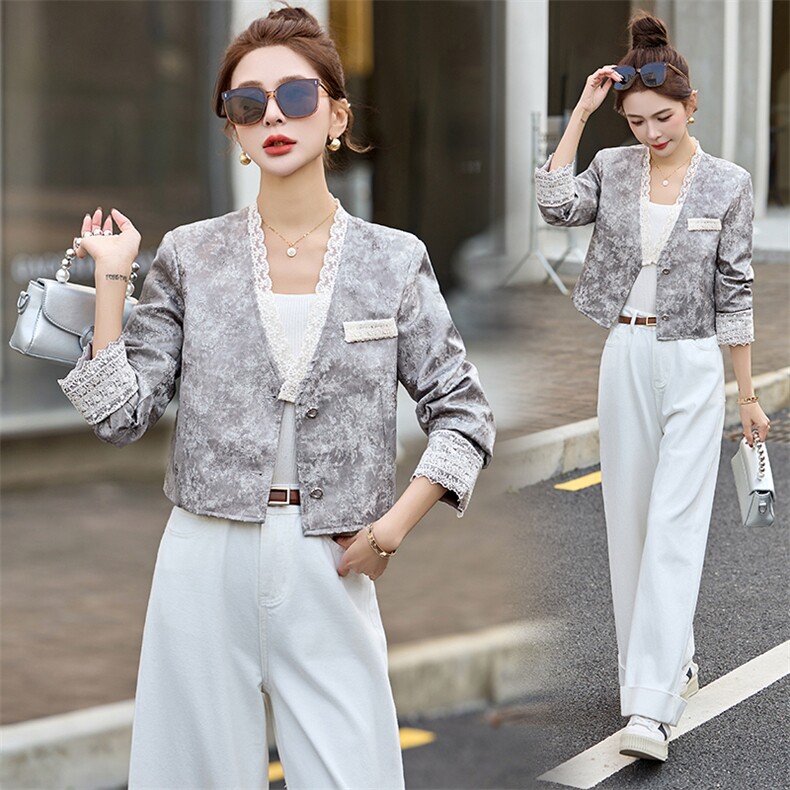 新中式提花小香风外套女春秋季高级感气质短款上衣，女装短外套，玖莱伊