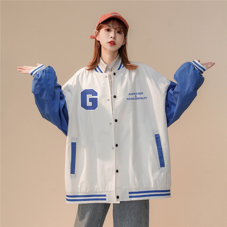 中性风2023秋季新款港风oversize情侣棒球服夹克G8019p65控88,男装夹克,A247A