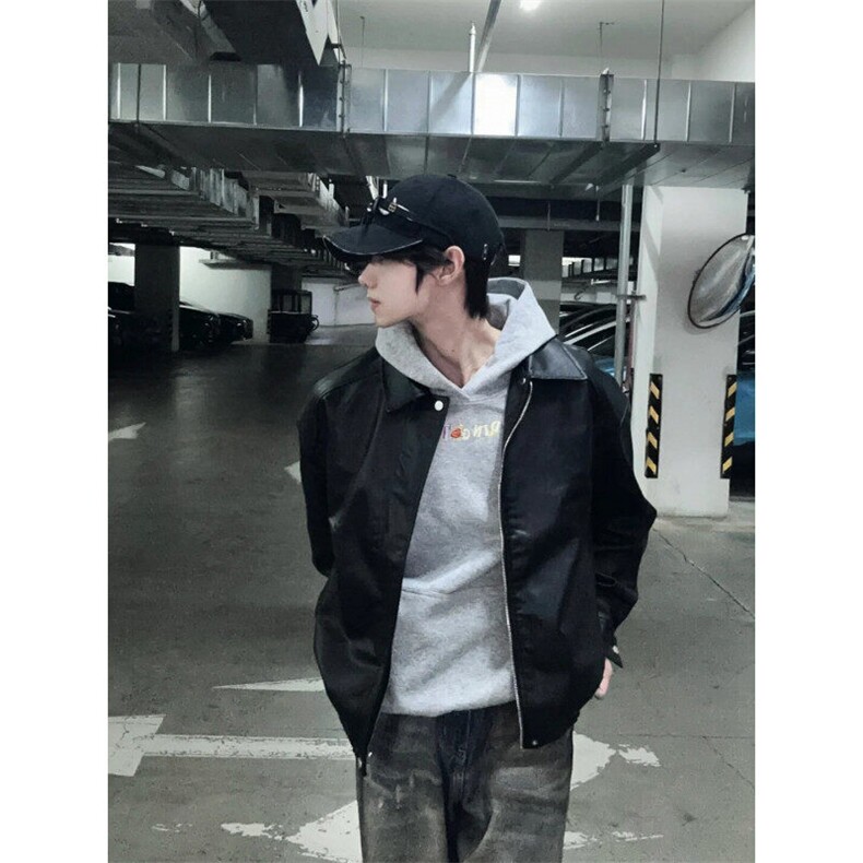 （网图现货）潮流垫肩百搭皮衣短款夹克外套1209-1-JK20-P70，男装夹克，星座1209-1