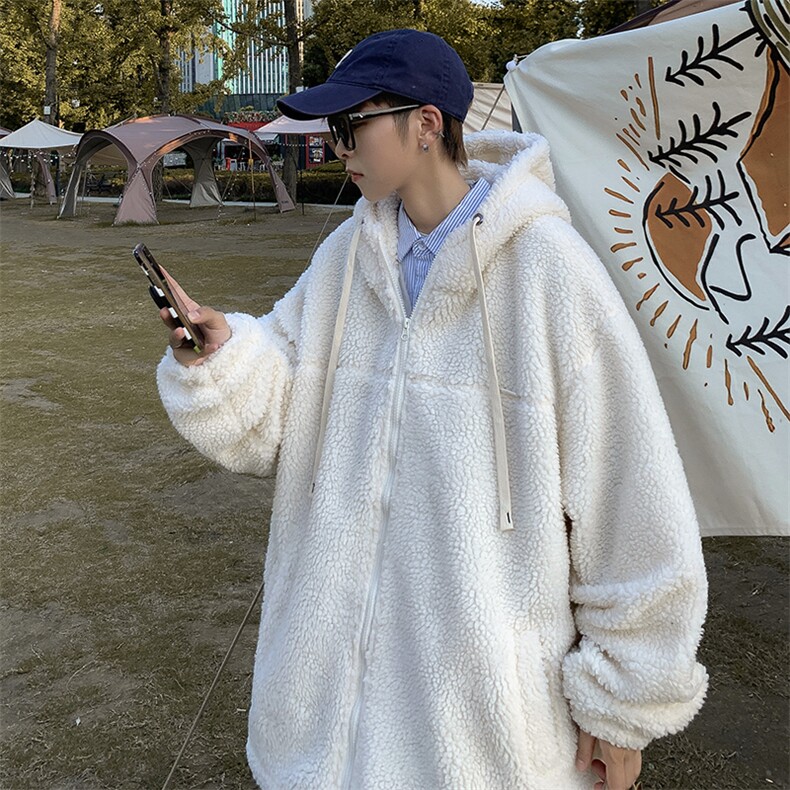 高街ins潮流韩系羊羔毛衣冬季加绒加厚双层外套男士 W6278-P60图片