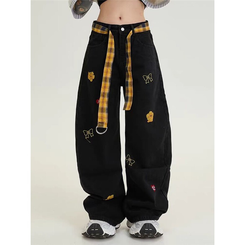 网图抖音性价比款蓝色黑色【带腰带】S-3XL纽扣款A356-P65,男装牛仔裤,星座310A-4