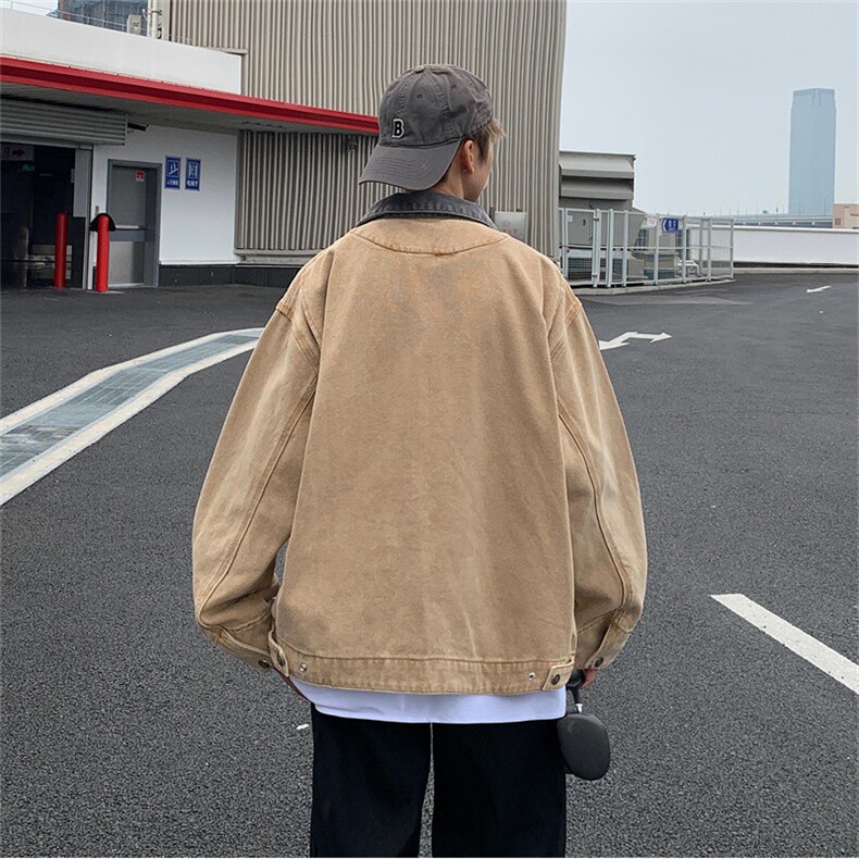 秋季新款港风美式日系紫米刺绣翻领工装牛仔外套男潮JK1289-P78,男装工装外套,星座313A(原308A-2)