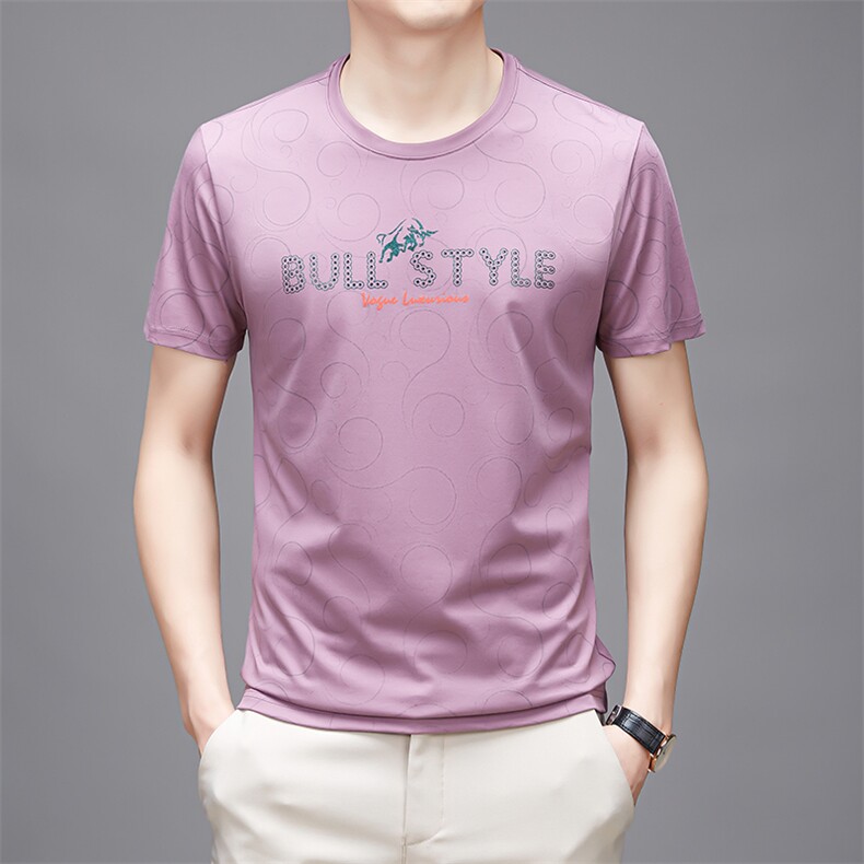 短袖T恤男夏季男装圆领半袖体恤衫时尚休闲透气修身半截袖男士,男装T恤,电商B212（原钱塘6029）