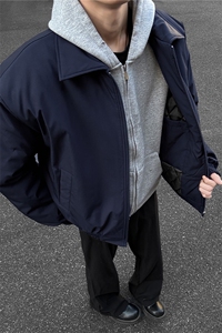 港风2025冬装飞行员夹克棉服厚外套男装冬季宽松翻领棉衣S374特75图片
