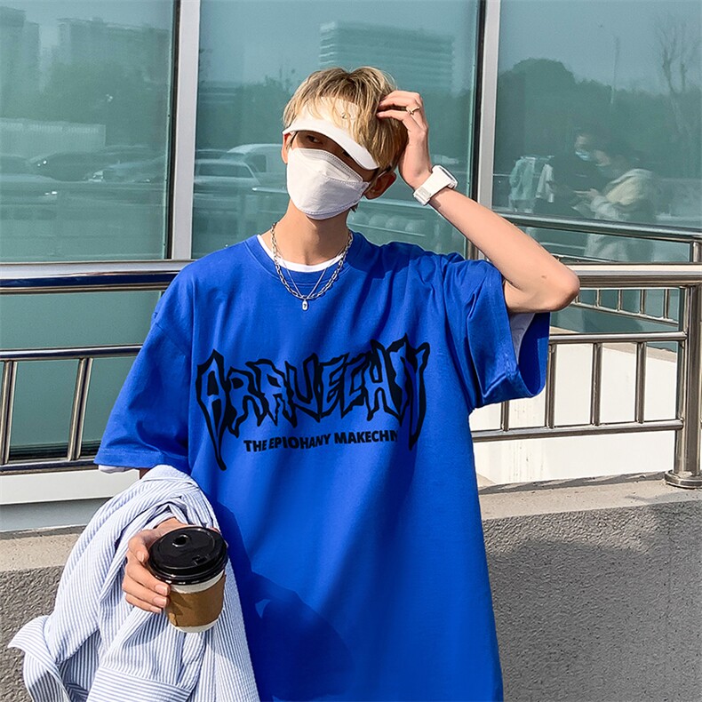 B239-1218-P28港风创意字母印花夏季高克重落肩袖半袖短袖t恤,男装T恤,星座514-2(原B239)