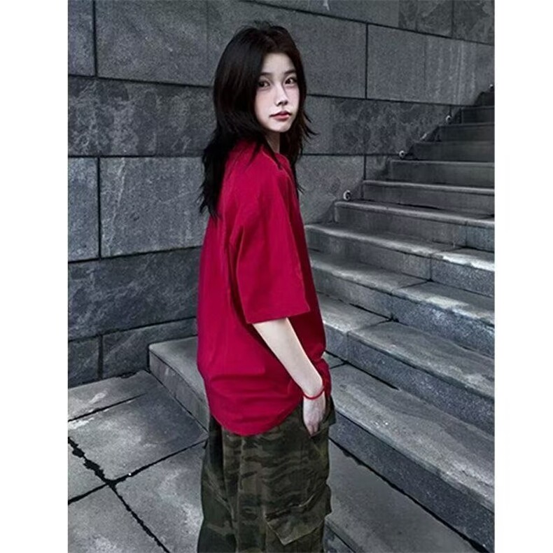 重磅纯棉短袖T恤女夏季2025新款美式简约字母刺绣设计感情侣上衣,男装T恤,星座506A