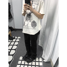 B221美式ins高街暗黑小众修身毛边微喇牛仔裤LK23004-P55控78，男装牛仔裤，电商B221