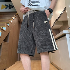 夏季休闲短裤男潮流时尚斜条纹五分裤户外宽松沙滩裤-L38-P28，男装牛仔裤，星座310B-3