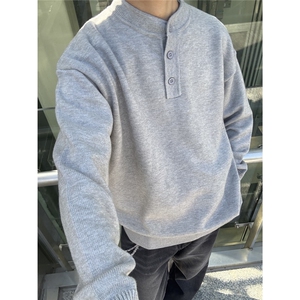 亨利领毛衣男款冬季可机洗毛线衫慵懒高级中性风针织衫图片