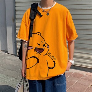 图案已注册港风日系休闲情侣潮大码风短袖T恤男7310F25控38，男装T恤，星座227-7
