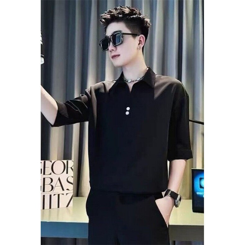 网络图现货男士短袖t恤V领半袖衣服2025新款夏装上衣RG1581-P35,男装T恤,星座1005-4