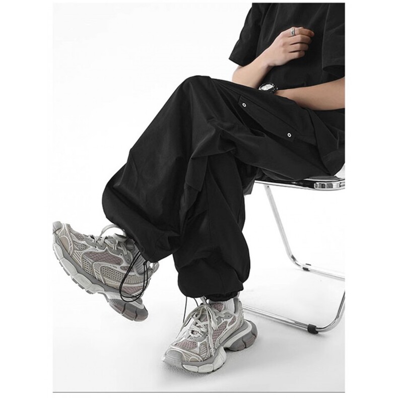 1506/QA020/P43美式褶皱工装裤男夏季薄款设计感速干伞兵裤，男装工装外套，星座1506