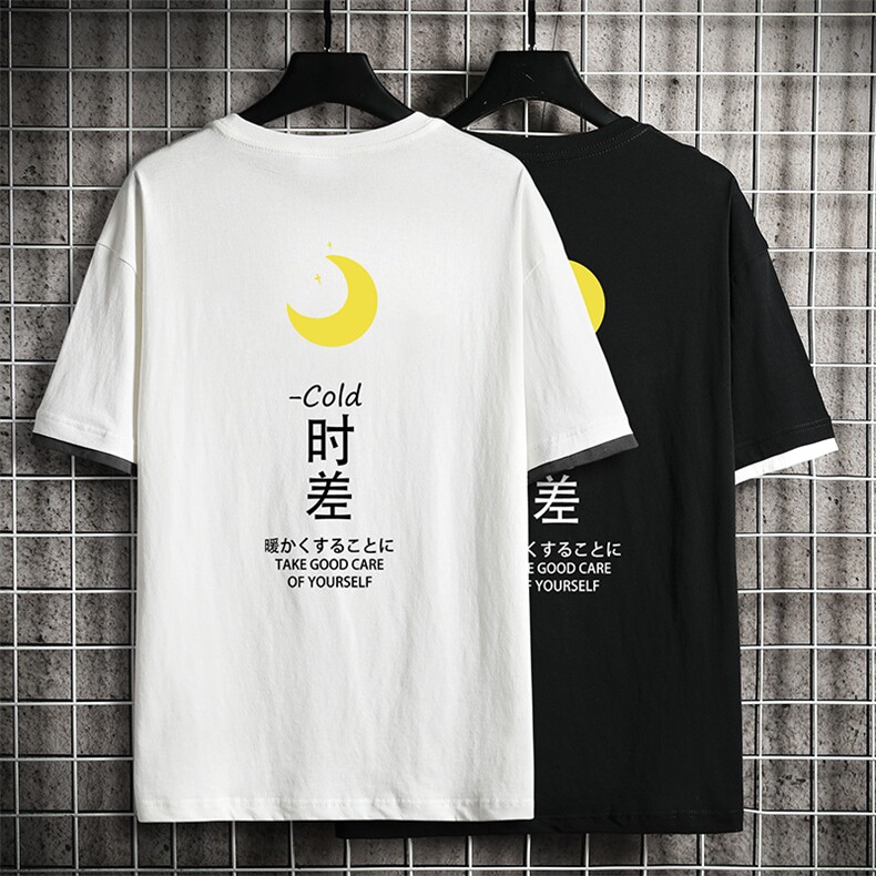JT55047-P25假两件短袖t恤男大码胖子半袖体恤半截袖网格挂拍,男装T恤,电商A040A