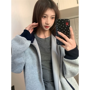 抖音得物高品质 美式高街重磅结构设计拼接织带立领卫衣外套 CM42图片
