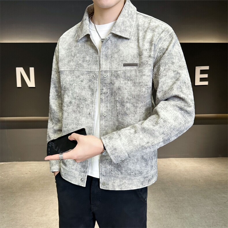 高级感外套男装品质夹克订制针织扎染面料C317-J6620-P135图片