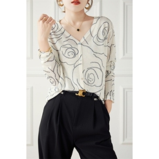 圆领印花水溶羊毛针织开衫女薄款夏季高级感配吊带裙外搭长袖上衣，女装针织衫/毛衣，丽特绒